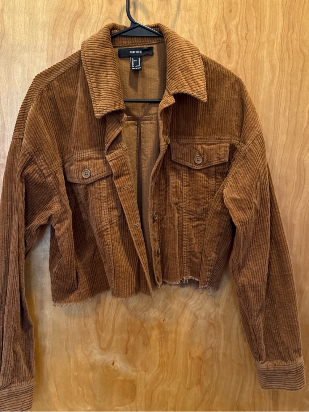 Forever 21 Corduroy Cropped Jacket in Brown